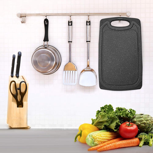 Chopping boards hanging in a kitchen