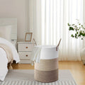 Large woven cotton rope storage basket