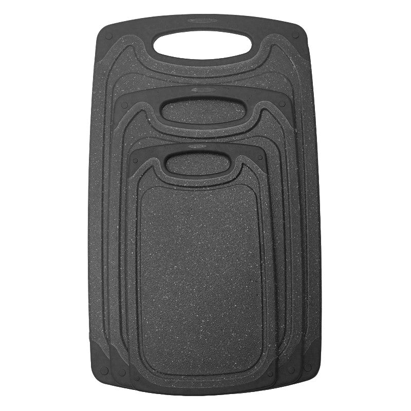 Two dark chopping boards